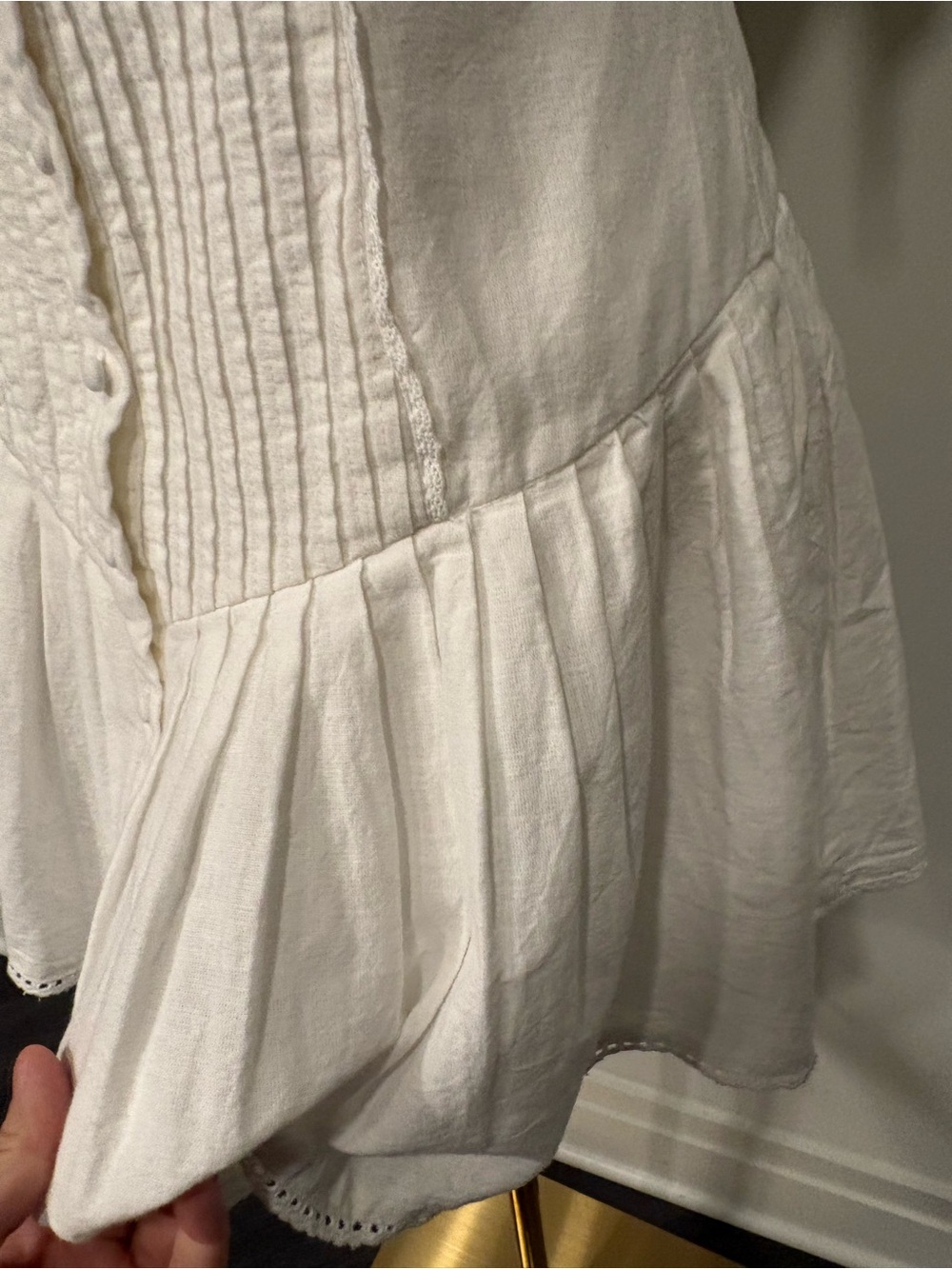 NEW ZARA Linen White Tie-Shoulder Button-Front Sundress small - Picture 2 of 7
